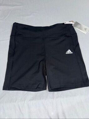 adidas Black High-Rise Bike Shorts with Logo